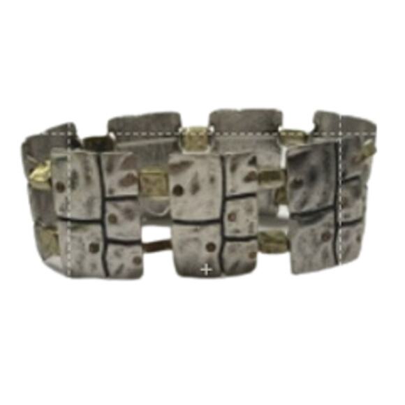 Lia Sophia Two Tone Crystal Stretch Bracelet Size up to 9" - Picture 1 of 4